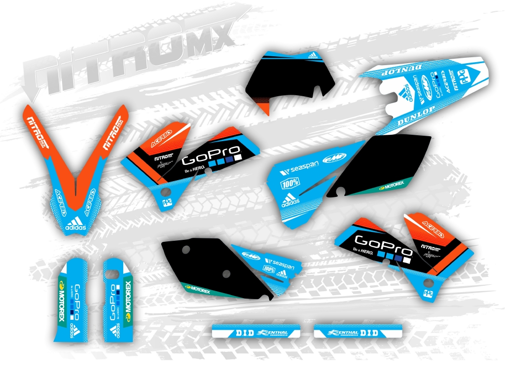 NitroMX Graphic Kit For KTM EXC/EXC-F 125/250/300/450/525 – Enduro 2005-2007, 6Days Design
